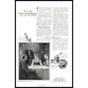 1924 Packer's Shampoo and Soap Vintage Print Ad Woman Formal Dinner Wall Art